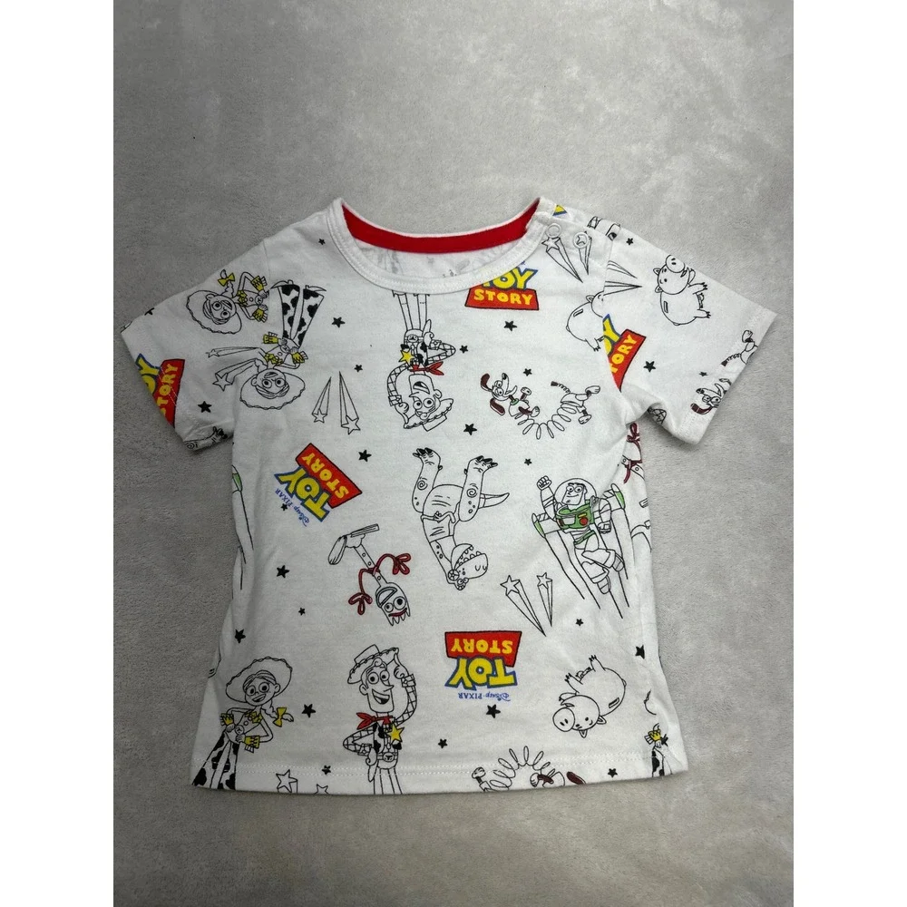 Disney Baby Toy Story T-Shirt Overalls Set 12M Blue Woody Buzz Lightyear